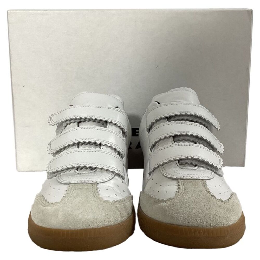 Isabel Marant Beth Logo Velcro Straps in White Leather and Suede - Picture 6 of 7